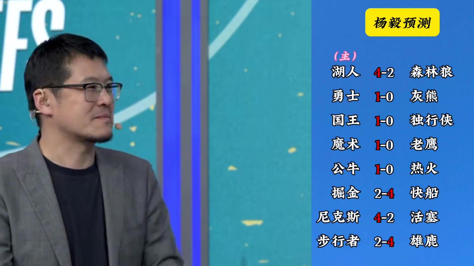 明燈來(lái)了！看看楊毅的季后賽預(yù)測(cè)：湖人4-2狼 快船4-2掘金